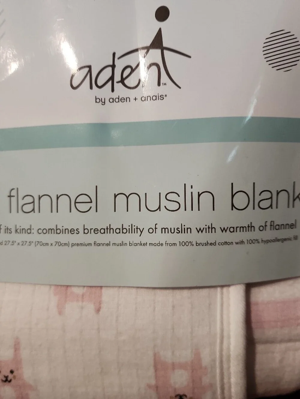 aden + anais Pink Mini Flannel Muslin Blanket Bunny Rabbit Striped 2016